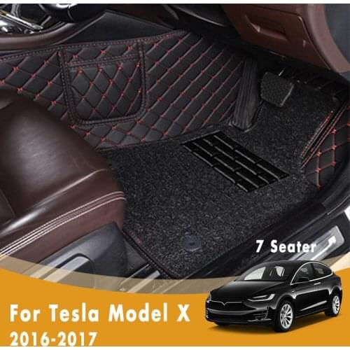 RHD Luxury Carpets For Tesla Model X 2017 2016 7 Seats Double Layer Wire Loop Car Floor Mats Auto Interiors Styling Protection