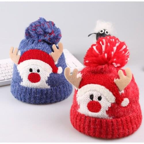 Christmas Baby Kids Girls&Boys Warm Winter autumn Knit Wool Beanie Hats Crochet Xmas Play Deer Caps