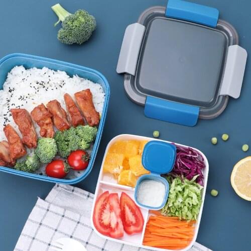 Heated Lunch Box for Kids School with CompartmentsTableware Kitchen Food Container Microwaveable Bento Box Leakproof with Spoon