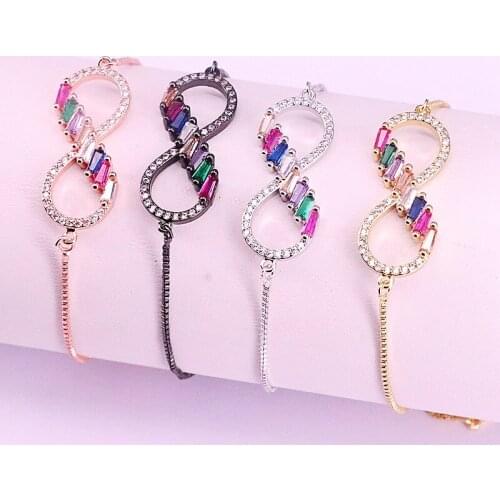 10Pcs,CZ crystal 8 Shape Double Bails Charm,CZ zircon Micro pave Connector Bracelet