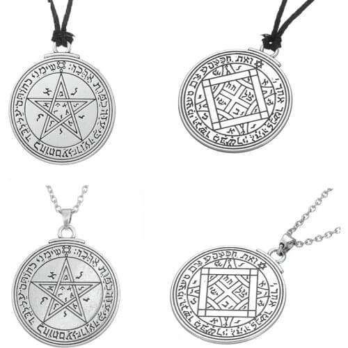 Skyrim Unque Double Side Charm Talisman of Venus Love Pentacle Key of Solomon Pendant Necklace Wicca Necklace Fashion Jewelry