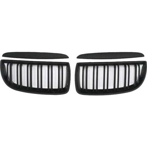 Front Bumper Kidney Grill Replacement Dual Slat Grilles for BMW E90 3-Series E91 2005-2008 Matt Black