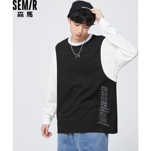 SEMIR Sweatshirt Men Spring 2021 New Boy Hoodies Ins Hong Kong Style O Neck Pullover Hit Color Stitching Tops