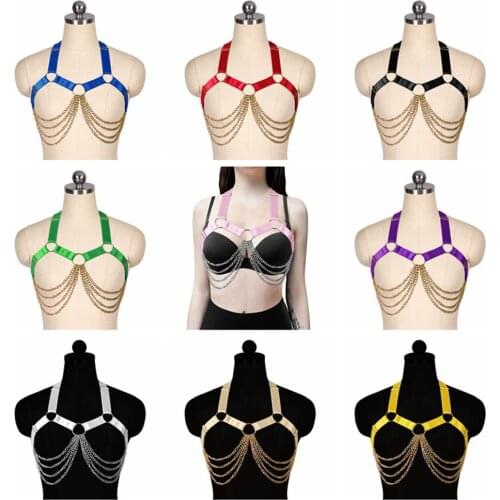 Metal Chain Accessories Womens Harness Bra Cage Sexy Lingerie Punk Pole Dance Rave Costume Erotic Fetish Bdsm Waist Sword Belt
