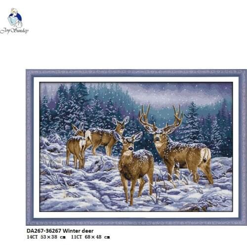 Winter Deer Patterns Counted Cross-stitch DIY Handwork Beginner Cross Stitch Kit Wholesale Embroider Needlework Home Decor
