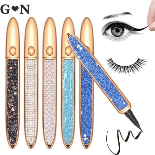 1PC Self-adhesive 2In1 Magic Lash Liner Glue Pen Non Magnetic/Glue Waterproof Long-lasting Diamond Bling Glitter Liquid Eyeliner