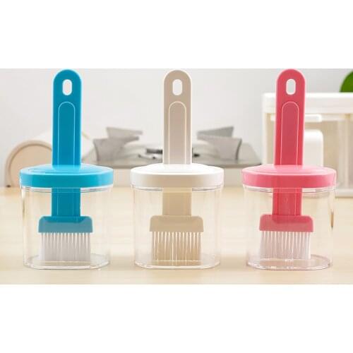 1PCS Silicone BBQ Oiling Brush Basting Brush DIY Cake Bread Butter Baking Brushes Kitchen Accessories With Oil Container