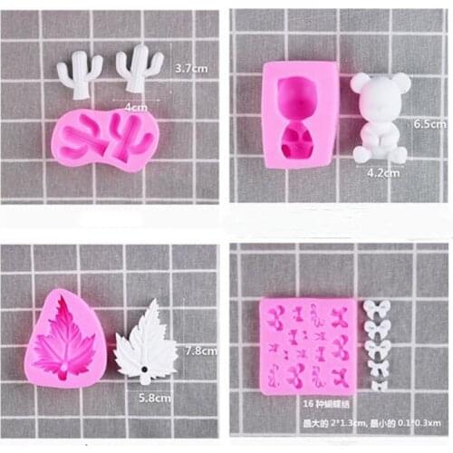 100% Handmade Plants Animal Fondant Molds Flower Shape Silicone Soap Mold Cute Bear Chocolate Bakeware 1PC Candy Crafts