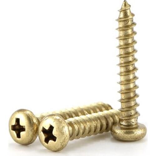 11pcs M4 M5 brass Phillips pan head screws cross round header self-tapping bolts brassiness wood screw bolt 12mm-40mm length
