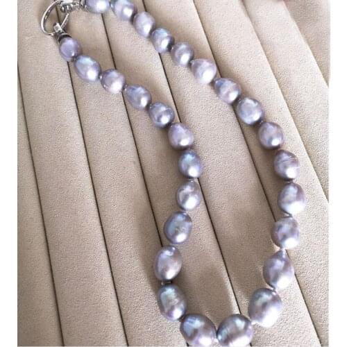 11x12mm gray oval rice pearl choker necklace oval clasp natural Freshwater PEARL Women Jewelry 43cm 17'' 35cm