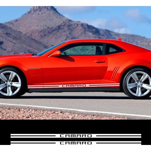 2PCS Car Door Side Skirt Long Stripes Graphical Stickers For Chevrolet Camaro Auto Body Decor Vinyl Decals Tuning Accessories