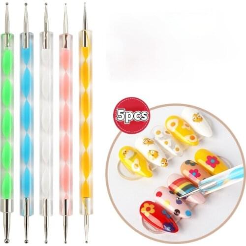 5 PCS Nail Art Dotting Pen Rhinestones Gems Picking Crystal Dotting Pen For DIY Nail Art Dot Painting Tools Art