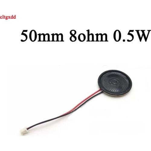 2pcs New Ultra-thin speaker 8 ohms 0.5 watt 0.5W 8R speaker Diameter 50MM 5CM thickness 5MM with PH2.0 terminal wire length 10