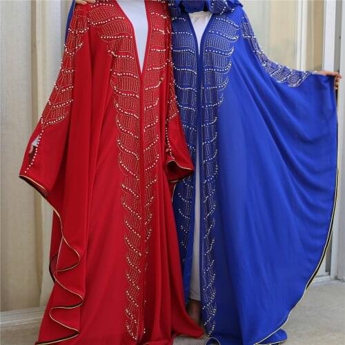 Sequin Rhinestones Pearl Batwing Sleeve Islamic Dubai Muslim Abaya muslim tops evening dresses evening dresses muslim sets