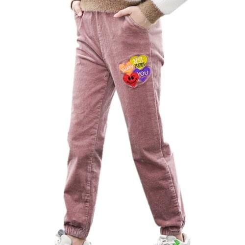 Girl Pants Fashion Corduroy Pants For Girls Elastic Waist Trousers For Children Autumn Warm Long Pants For Girls School 4-14Yrs