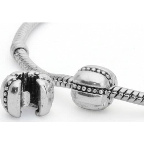 10pcs/lot Stopped bead Positioning button crystal charms Fixed buckle safety chain fit original bracelet 3mm snake chain jewelry