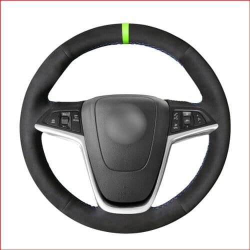 Black Suede Steering Wheel Cover for Opel Astra (J) 2010-2015 Ampera 2012-2015 Meriva (B) 2010-2017 Zafira Tourer 2011-2016