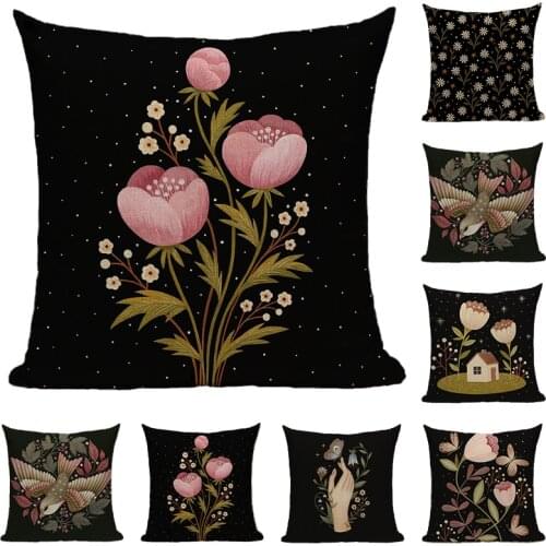 Black Cushion Cover Linen Pillow Cover for Sofa Living Room Nordic 18x18 Decorative Pillows Home Decor Pillow Case