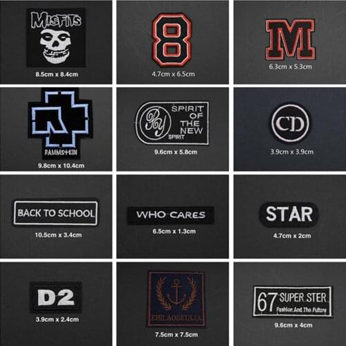 Black Skull Letter Patches Cap Shoe Iron On Embroidered Appliques DIY Apparel Accessories Patch For Clothing Fabric Badges BU31