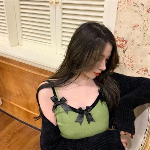 Women Tanks Tops Girl Bow Knitted Camisole for Women Camis Crop Top For Women
