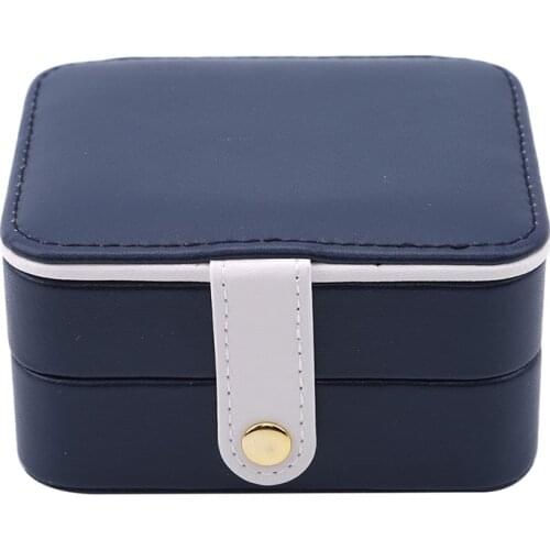 1PC Two Layers PU Storage Jewellery Box For Ring Necklace Earrings Jewelry Organizer Box With Mirror Portable Makeup