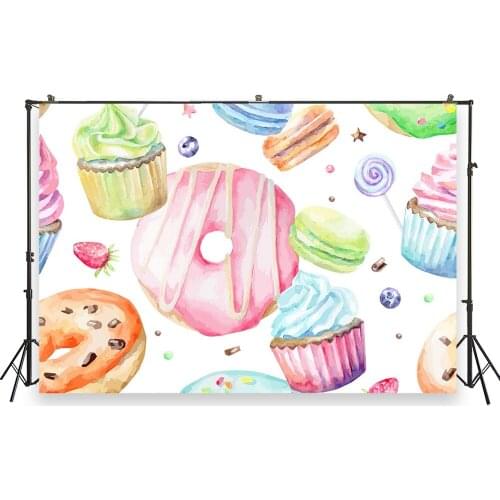 HUAYI Photo Background Newborns Baby Shower Birthday Photography Backdrops Donuts Custom Studio Photobooth Backdrop XT-7110