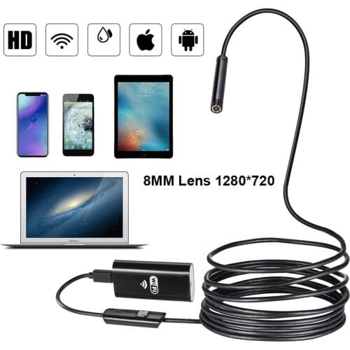 WIFI endoscope camera 8mm 1/2/3/5M USB mini waterproof soft cable inspection camera endoscope Borescope IOS endoscope for Iphone