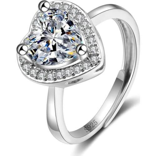 Mozanstone Love Heart Ring For Women Adjustable Female Wedding Proposal Luxury Jewelry Accessories Unique Wholesale Lots Bulk