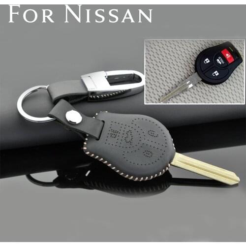 Top Layer Leather Smart Key Case Cover Remote Fob Fit For Nissan Sentra Versa Tiida Juke Micra Note Accessories