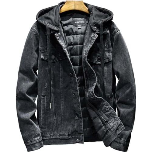 Mcikkny Mens Winter Warm Denim Jackets Detachable Hat Wool Lined Thermal Outwear Coats Male Top Clothing Size M-4XL Windbreak