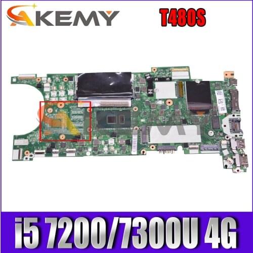For Lenovo Thinkpad T480S laptop motherboard NM-B471 W/ CPU i5 7200/7300U 4G-RAM tested FRU 1LX898 02HL802 Mainboard
