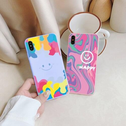 Fashion Colorful Smiley Face Phone Case For iphone XS MAX XR X 11 12 Pro Max 6s 7 8 Plus SE 2020 Soft Silicone Back Cover Fundas