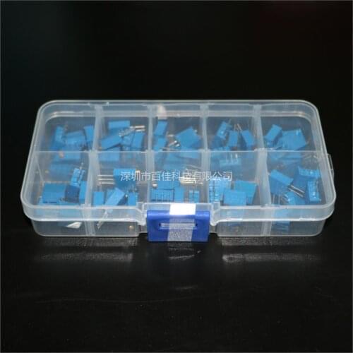 50pcs Free freight 3296W Precision Adjustable Resistor Set 10 Resistance Values 5 Each