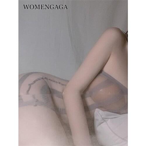 WOMENGAGA 2021 New Mesh Lace Yarn Stripe Sexy Korea Women Slash Neck Breast Wrap Mini Tank Dress Exotic Dresses 8ESB