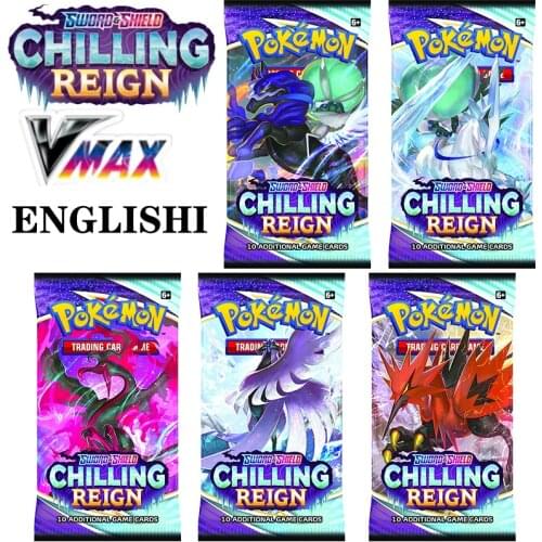 NEW POKEMON English Card VMAX 50 Pcs Zapdos TCG: SWORD & SHIELD CHILLING REIGN Calyrex Dynamax VMAX Cards Game Collectible Toys
