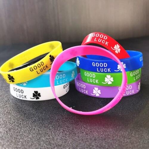 Wholesale 15Pcs/Lot Silicone Rubber Band Wristband Friend Family Party Celebration Bracelet Heart Love Good Luck Music Club Gift