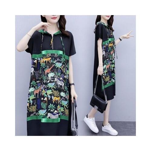 Autumn Fashionable Printed Shirt Dress With Hooded Design Casual Retro Plus Size 4xl Women Vestidos Elegantes Ladies Dresses