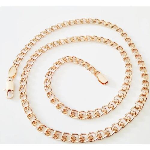 Trendy New Man Necklace Factory Direct Rose 585 Gold Color Fashion Jewelry Copper 5MM 60CM Long Chain