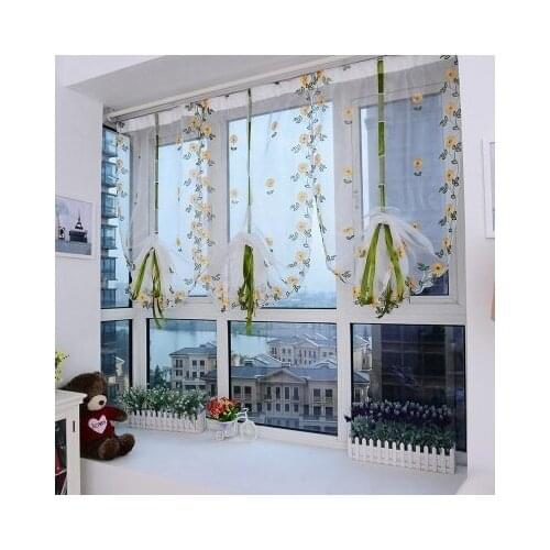 Pastoral Fresh Chrysanthemum Embroidery Window Screen Roman Curtain Translucent Curtain Living Room Bedroom Fashion Home Decor
