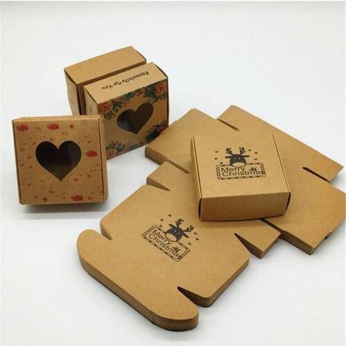 Window Candy Gift Merry Christmas Box 10pcs Gifts Box With Window Marbling Style Package Box Party Suppiles