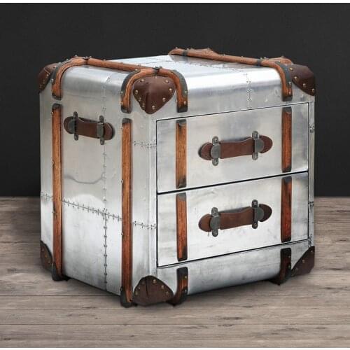 Industrial End Aluminum Side Table with Storage Shelf Easy Assembly Metal Look Accent Furniture Bedroom Beside Table