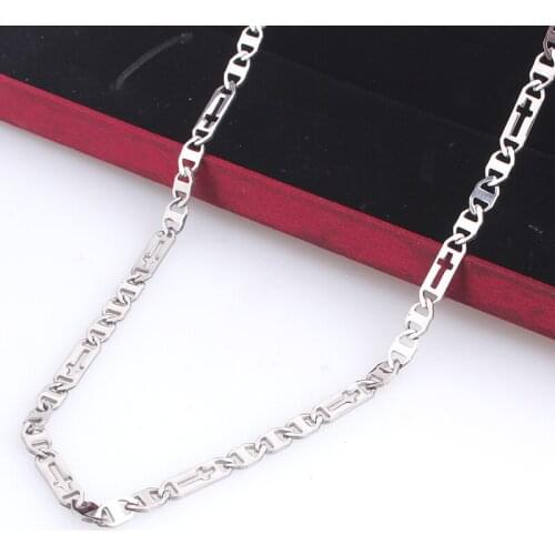 Width 4mm length 55cm cross silver colory flat chains 316L Stainless steel Necklace for men women jewelry wholesale