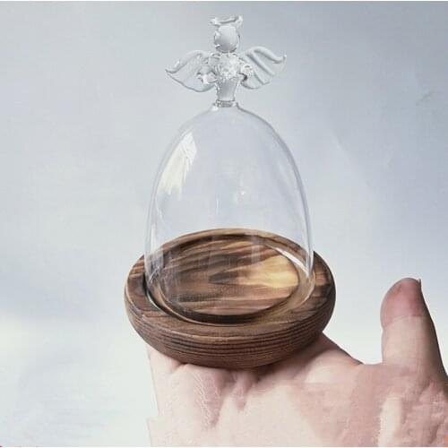 8pcs/pack Diameter=10.5cm Height=14cm Angel Top Glass Dome Different Base Home Decoration Glass Dome DIY Gift Wedding Favor Gift