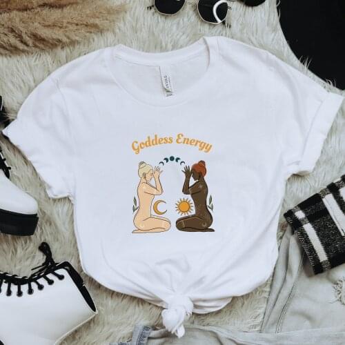 Sun Goddess Print Harajuku Top Women T-shirt Casual Ladies Basic O-collar Short Sleeved Women T-shirt Girl,Drop Ship