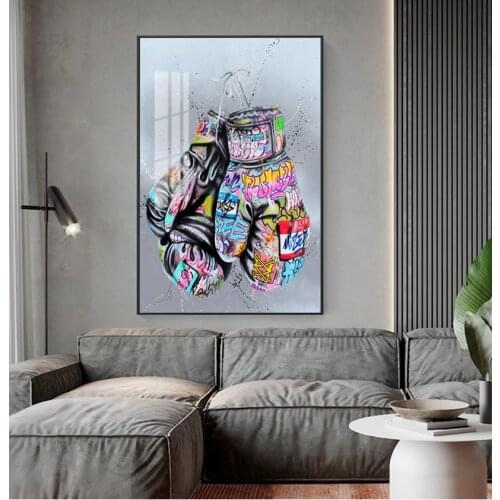 Street Wall Art Picture for Living Room Home Decor Boxing Gloves Graffiti Art Posters and Prints on The Wall Canvas Painting
