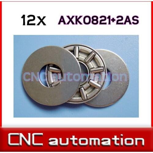 12pcs AXK0821+2AS Thrust Needle Roller Bearing & Washers 8x21x2mm for 8mm shaft