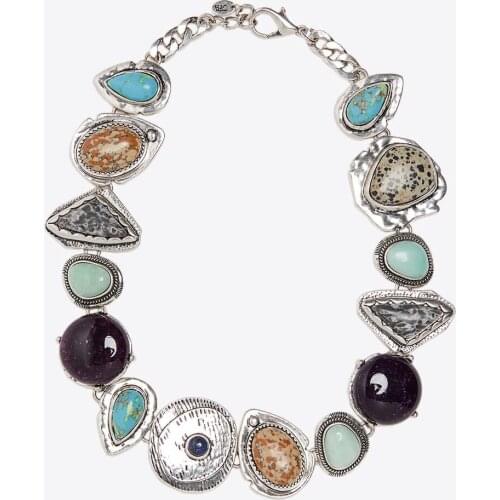 Vedawas Fashion 2021 ZA Exaggerate Stone Necklace for Women Boho Luxury Colorful Collar Choker Necklace Accessories Gift Jewelry