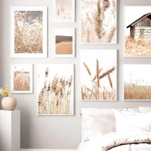 Vintage Botanical Canvas Painting Natural Pampas Grass Poster Modern Beige Art print Wall Picture For Living Room Home Decor