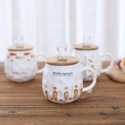 Funny Hello Rabbit Carrots Ceramic Coffee Mug Office Household Tea Milk Water Cup Wholesale Best Gift For Student Lovers Kids