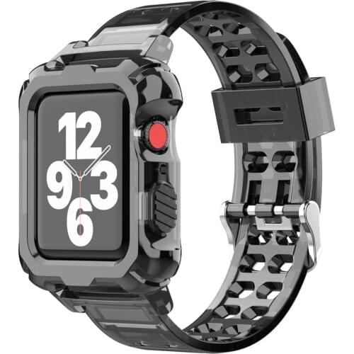 Protective Case+Strap For Apple Watch Band 40mm 44mm 42mm 38mm silicone durable cushioning cover Bracelet iWatch 5 4 3 6 SE